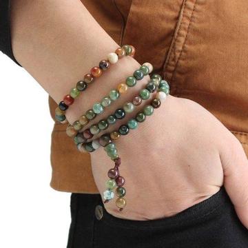 Tibetan buddihist agate stone 108 prayer beads mala bracelet