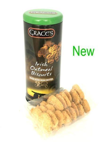 Grace's Irish Shamrock Shape Oatmeal Biscuits Round Tin 135g
