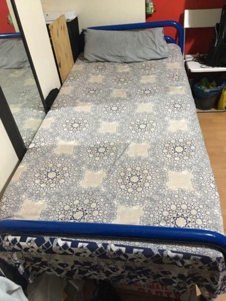 3 steel single bed along with 3 single mattress