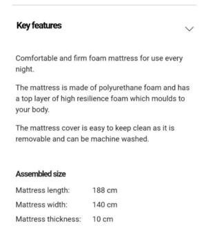 Double memory foam Ikea matress