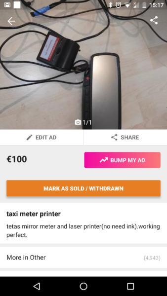 taxi mirror metre and laser printer