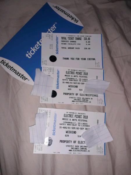2 Hard Copy Electric Picnic Tickets