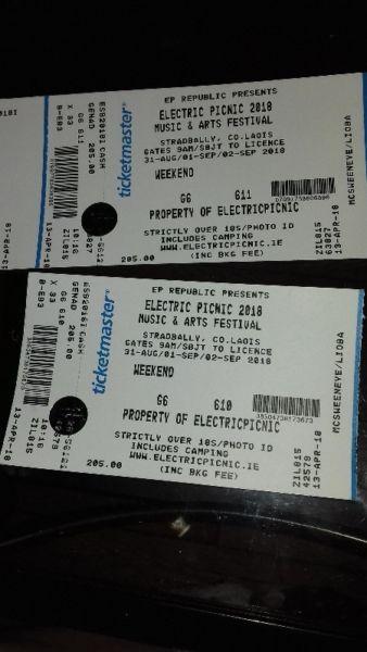 2 Electric Picnic Tickets For Sale