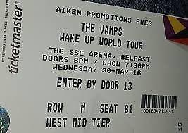 2 standing tickets to the Vamps, hard copies