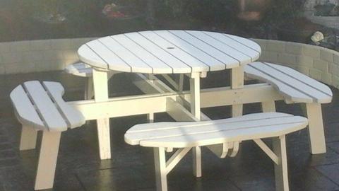 Garden table with seat's and umbrella