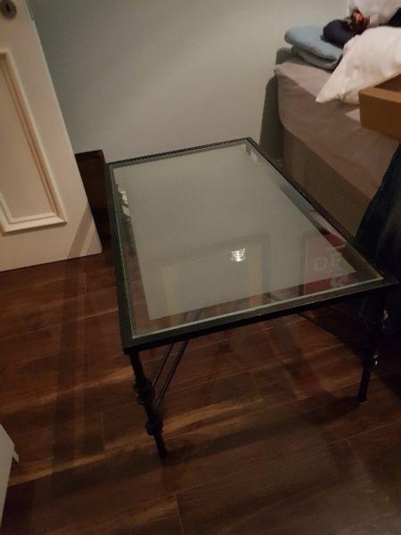 Wrought Iron Coffee Table with Frosted Glass