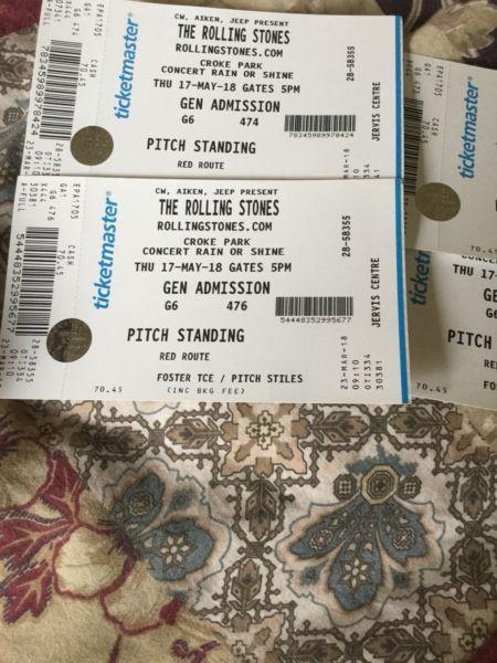 Rolling Stones tickets for croke park , May 17th , STANDING ,150 each