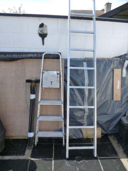 12ft ladder and step ladder and et of chimney rod for sale
