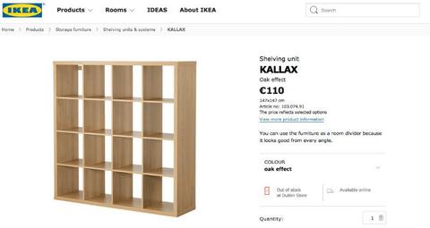 Ikea Shelving unit+4 boxes