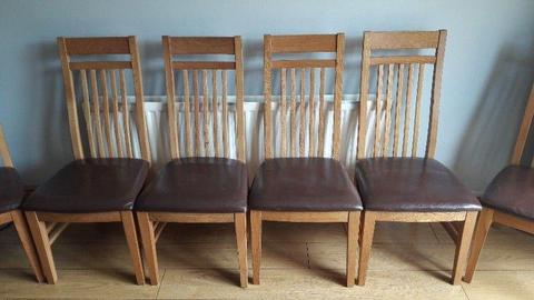solid wood table & 6 leather seated chairs