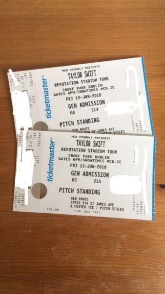 TAYLOR SWIFT TICKETS €90 EACH ONO, CROKE PARK,, STANDING, FRIDAY 15TH JUNE 2018, x2