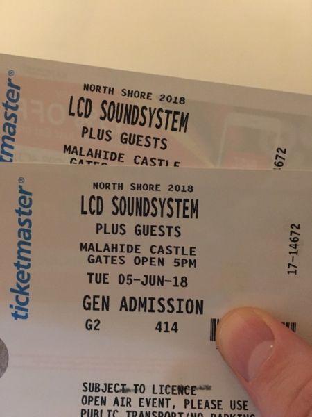 2 x LCD Soundsystem tickets (physical tickets, face value)