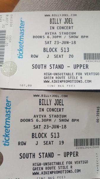Seated Billy Joel Tickets x2