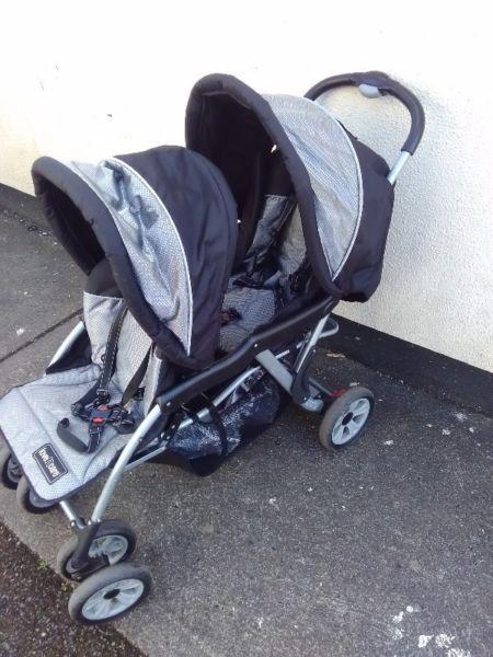 Double buggy high chair and baby bouncer