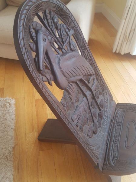 Solid Mahogany hand carved chair - Origin East Africa