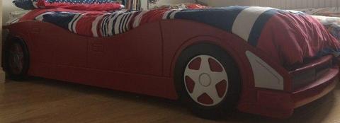 Red racing car single bed (x2)