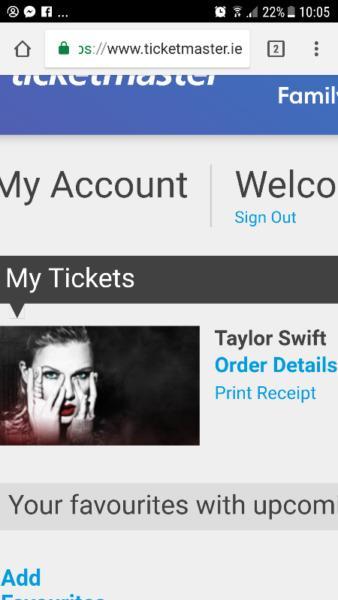 Taylor Swift tickets x4