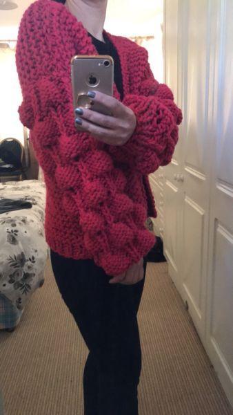 Hand knitted chunky cardigan