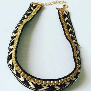 Black,White and Gold Choker Necklace
