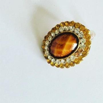 Oval Shaped Mustard Earrings With Gems Stud