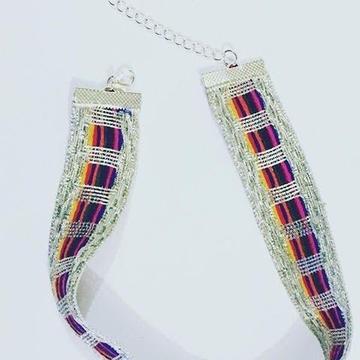 Summer Silver multi-coloured threaded choker necklace