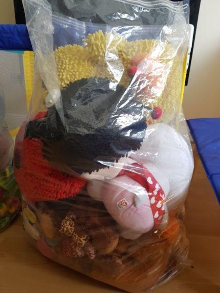 bundle of Soft toys and dolls