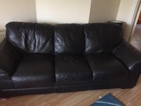 Black Leather 3 seater couch