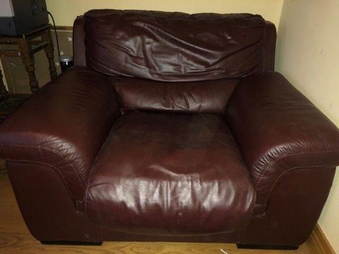 Burgundy Leather Single Sofa -Very Good Condition