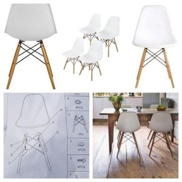4 x New White Modern Eames Style Chairs ***FREE DELIVERY ***
