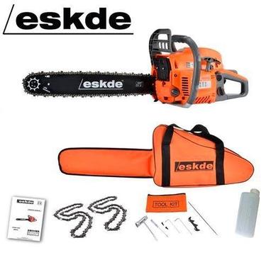 Eskde 62cc petrol chainsaw, with 2 chains, and accessories