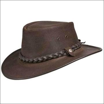 Original Australian Bac Pac Traveller Cowboy BC Hat Real Leather Brown