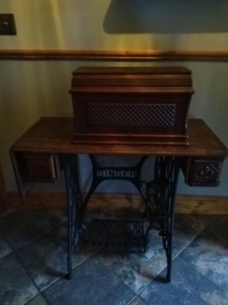 Antique Singer Sewing Machine with Original Table