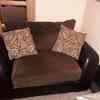 3-2-1 - Large. Brown Leather base with fabric seats & cushions 