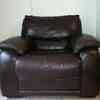 Brown leather 3 seater sofa, 2 chairs in excellent condition 