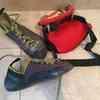 Climbing shoes, bag and chalk 
