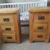 Solid Oak Bed & 2 matching Lockers 
