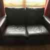 Brown leather 2 and 3 seater sofas  