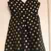 Navy with gold polka dots skater dress 10-12 