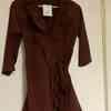 Topshop burgundy wrap dress with frill detail size 10 