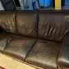 Dark brown large leather sofa 