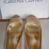 Roland Cartier Dockilies Gold Fabric ,Peep Toe Court Shoes Size 37(Uk4) 