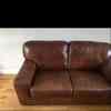 2 seater brown leather couch 