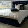 Suede bed frame with headboard 