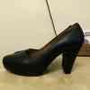 Black LEATHER high hell lady shoes 