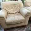 2 x Cream Leather Armchairs - FREE for collection 