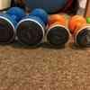 2 pair of dumbbells and Pilates Anti burst Pilates Swiss ball to sell 
