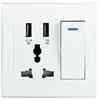 Push Button Wall Light Switch with Universal Socket Power Outlet & 2x USB 